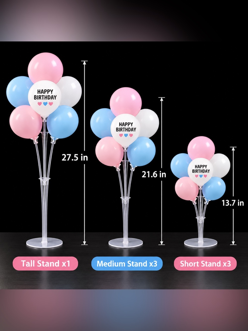 7 Pack Clear Balloon Table Stands Party Centerpiece